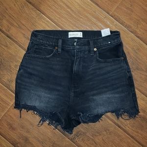 Black distressed jean shorts